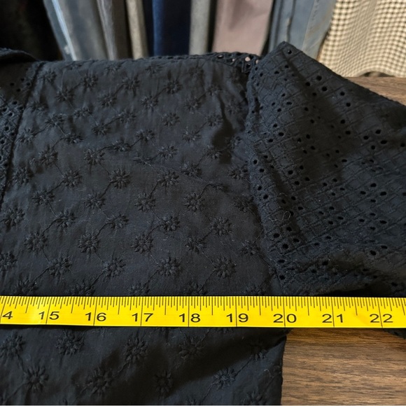 Rails Black Eyelet Short Sleeve Button Down Shirt S - Picture 7 of 9